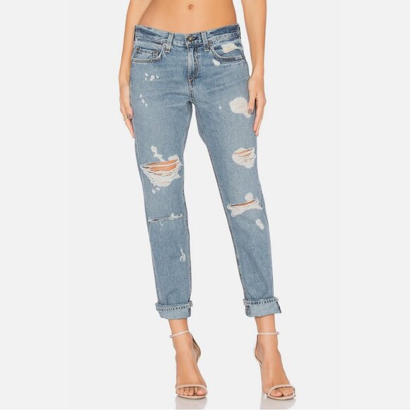 Rag & Bone / JEAN Beckers Boyfriend Distressed Denim Jeans - Picture 1 of 4